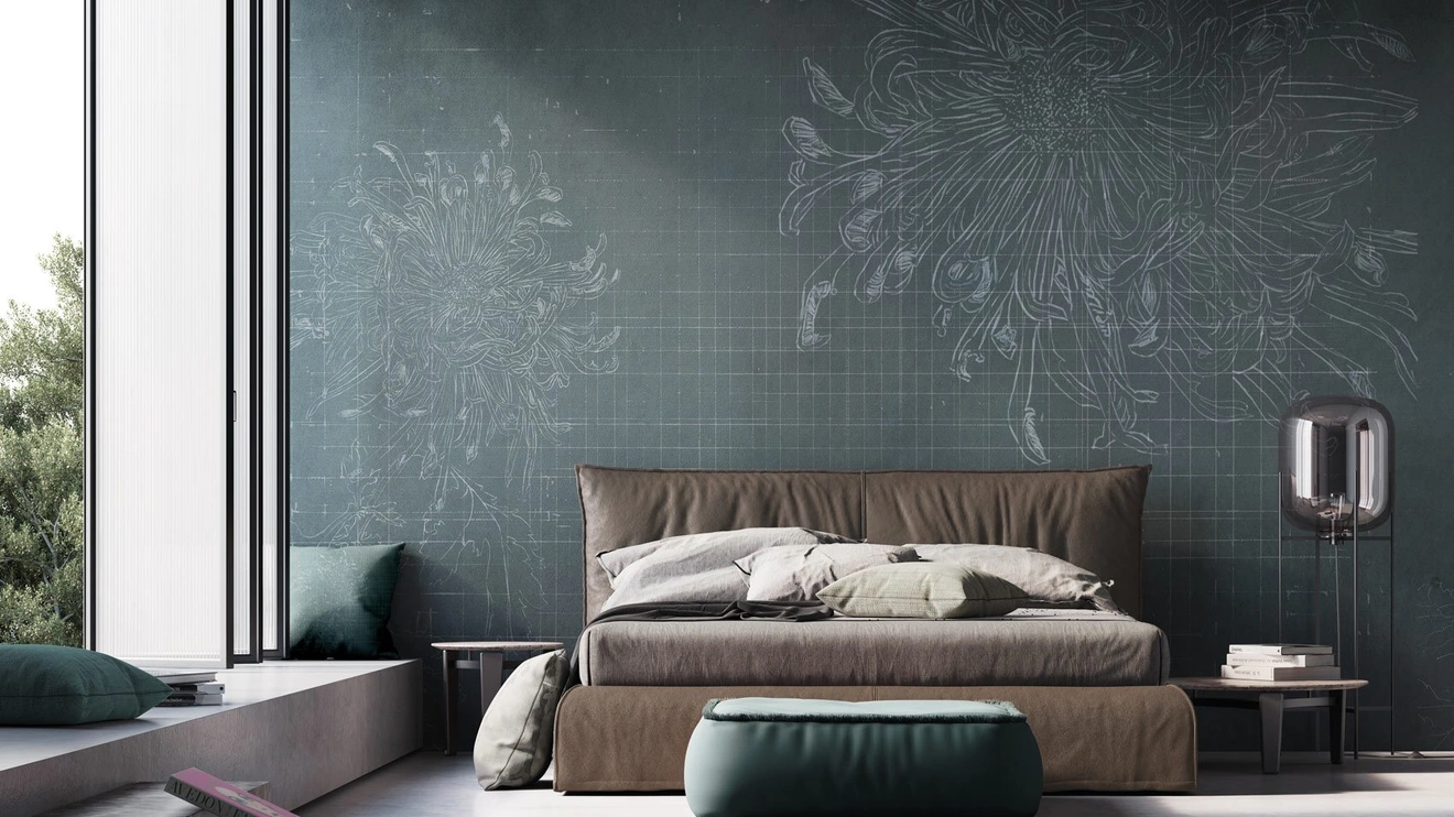 Carta da parati con disegni floreali Aona di Instabilelab