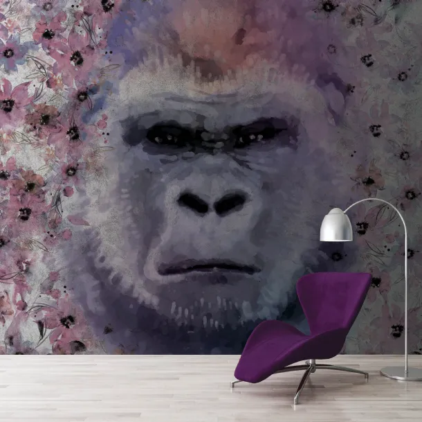 Carta da parati Monkey Kong dai toni viola di Instabilelab