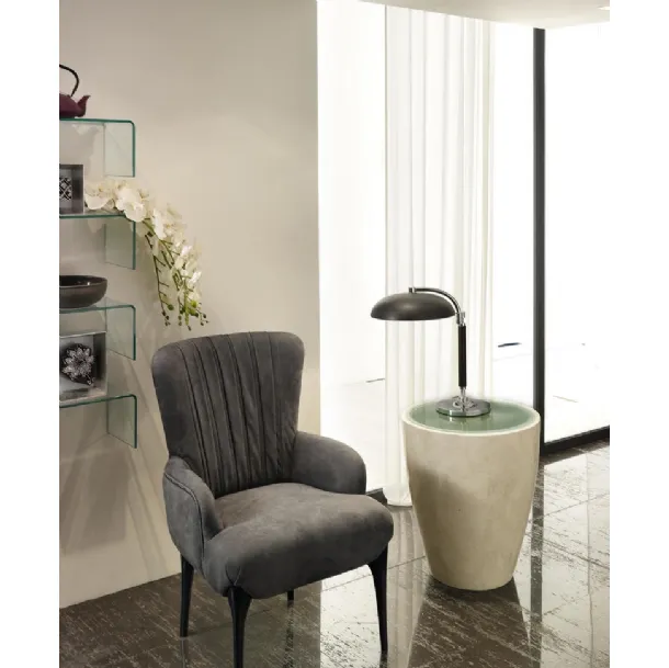 Tavolino di design in pietra con top in vetro Bongo di Stones