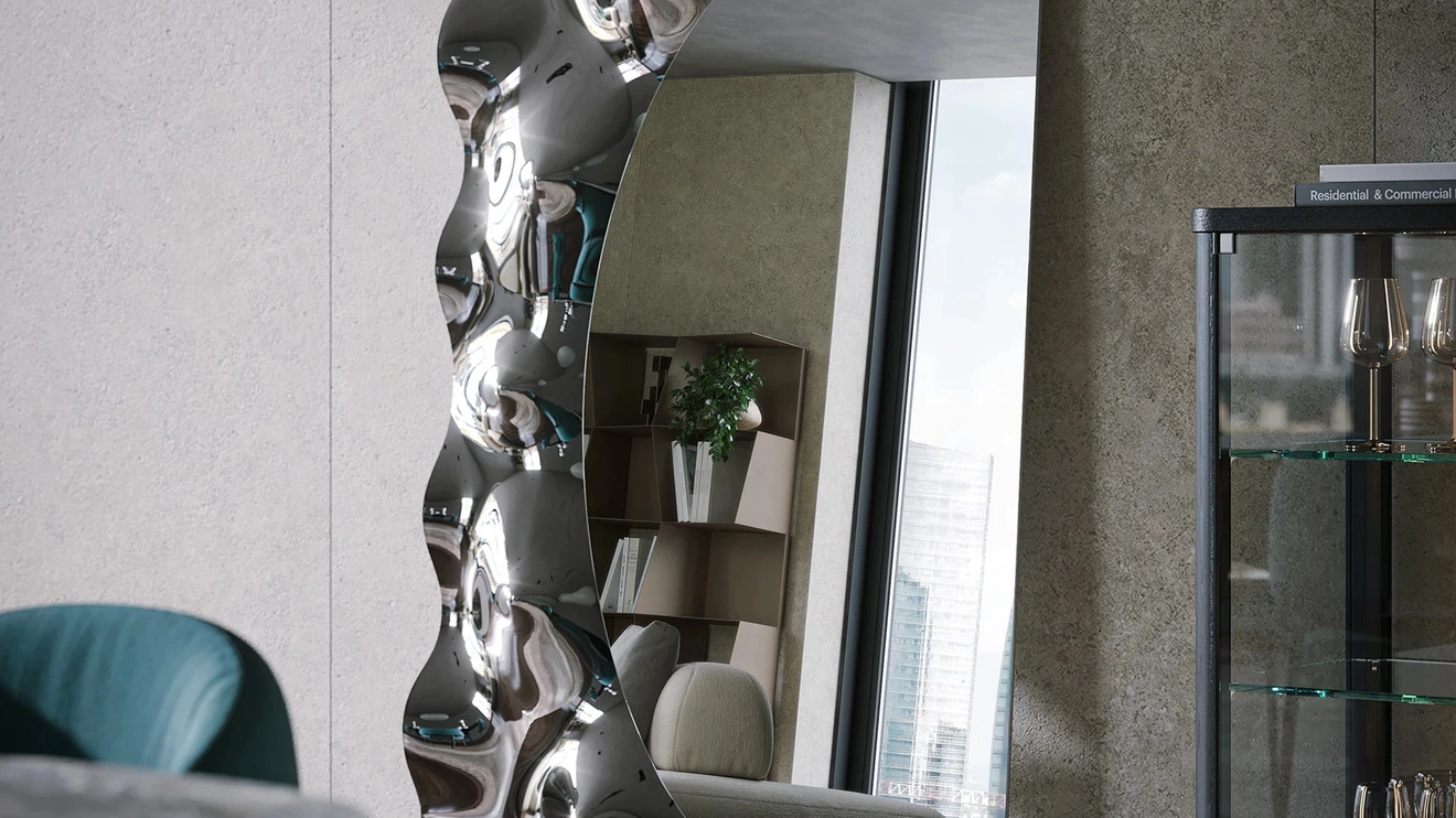 Specchiera di design con cornice in vetro fuso Afrodite di Tonin Casa