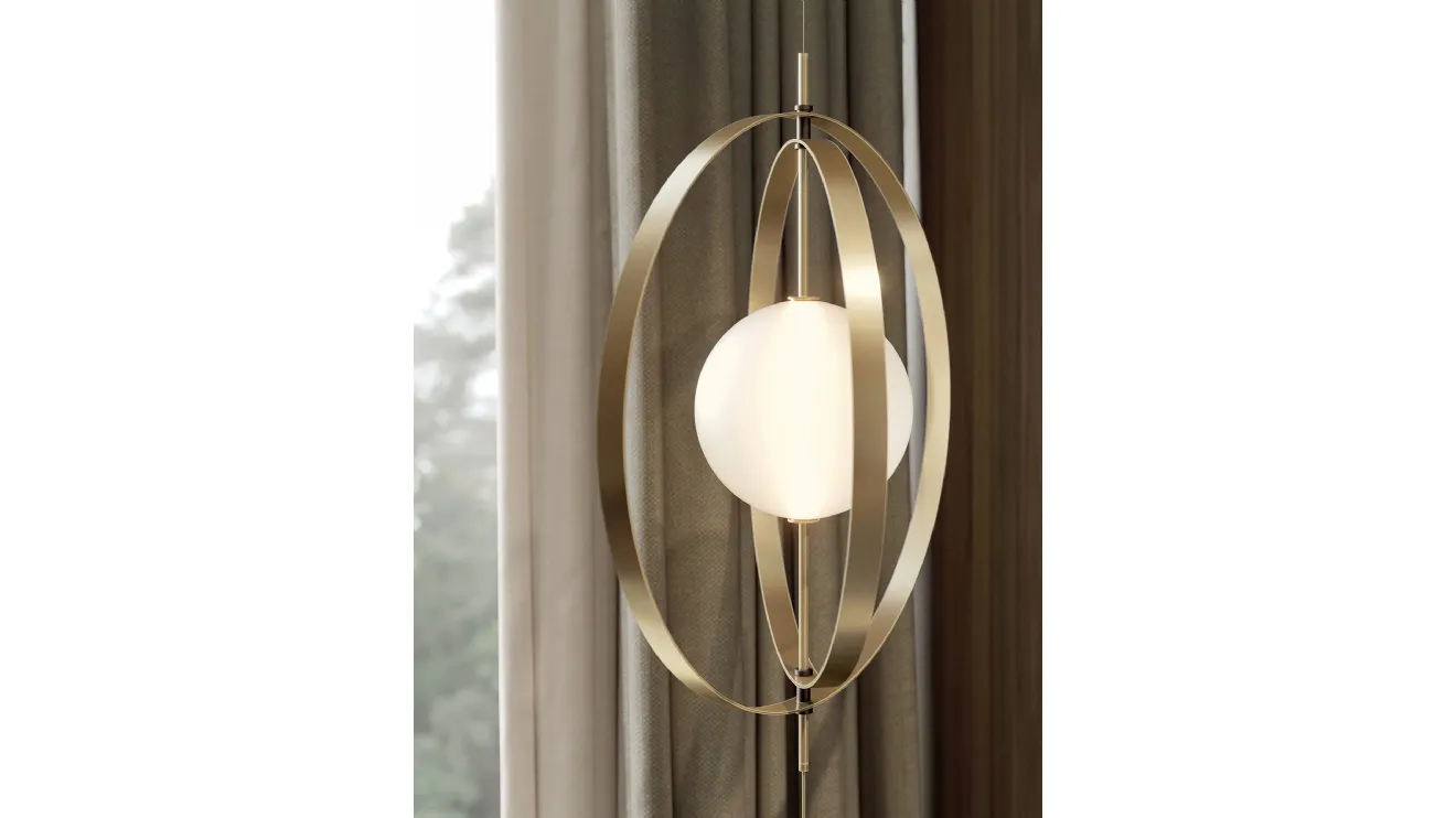 Lampada da terra Papillon Cielo-Terra in acciaio e vetro di Bontempi