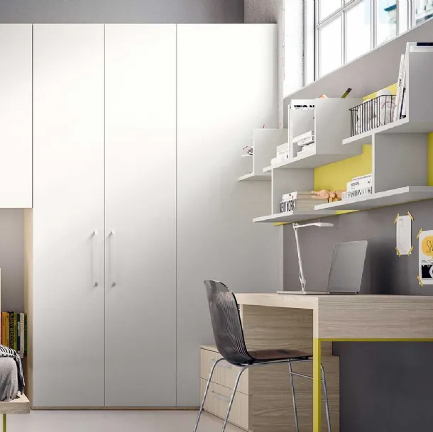 Armadio a ponte con ante battenti in laccato Bianco opaco Corner di Clever