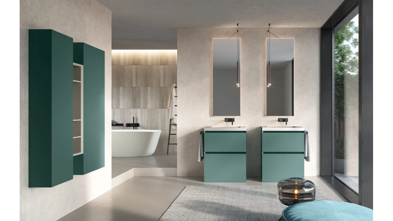 Mobile da Bagno a terra Airy Edge 12 in laccato Verde Veronese opaco di RCR