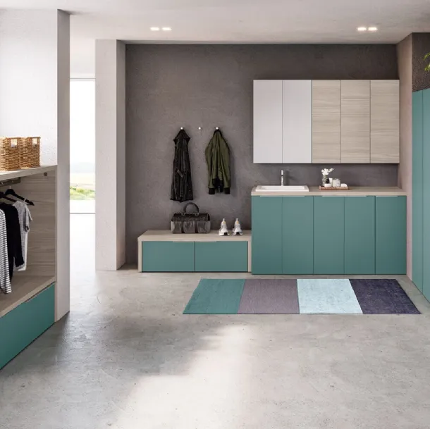 Mobile Lavanderia Airy My Space 08 in laccato opaco e Rovere Alaska di RCR