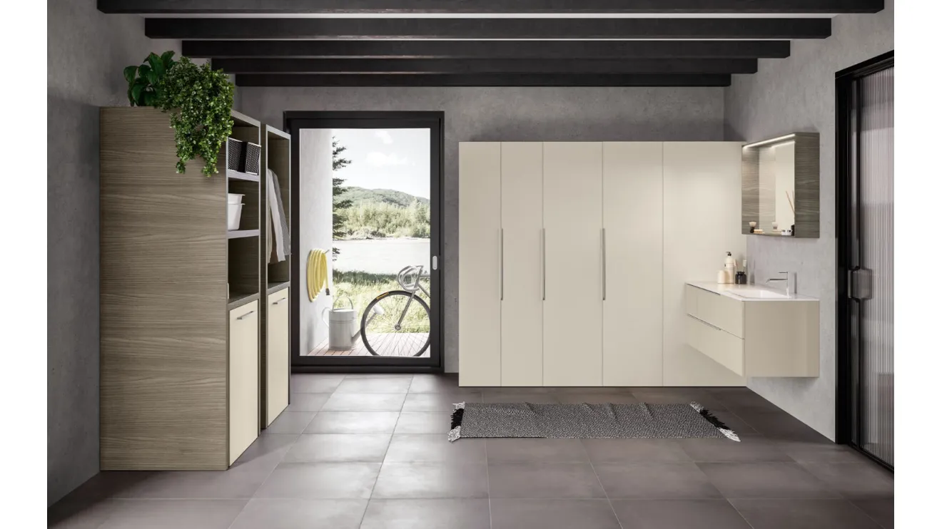 Mobile Lavanderia Airy My Space 09 finitura Greige e Rovere Sabbia di RCR