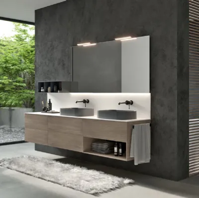 Mobile da Bagno sospeso Airy Sistema 01 finitura Rovere Sabbia di RCR