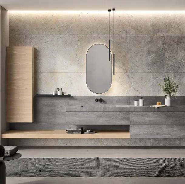 Mobile da Bagno sospeso Airy Sistema 03 in Gres e Rovere Nude di RCR