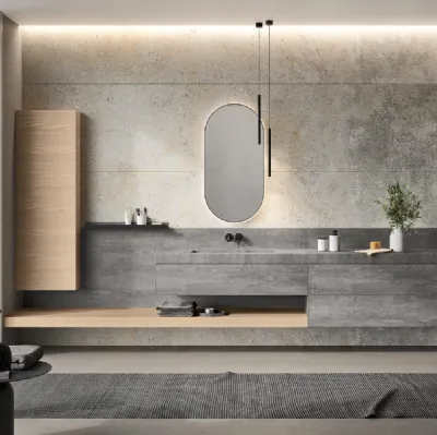 Mobile da Bagno sospeso Airy Sistema 03 in Gres e Rovere Nude di RCR