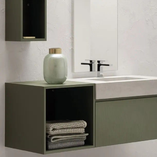 Mobile da Bagno in laccato opaco con vasca integrata in gres B-GO BG014 Compab