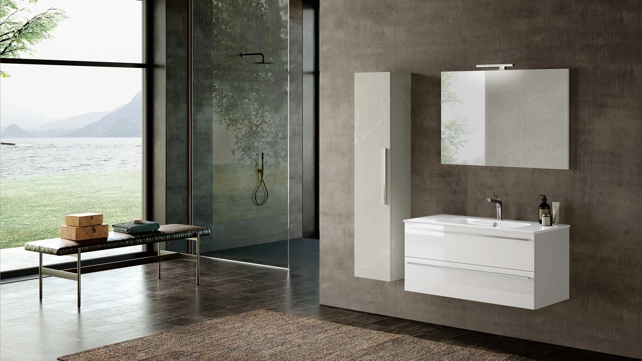 Mobile da Bagno sospeso Block System Slim C40 di Baxar