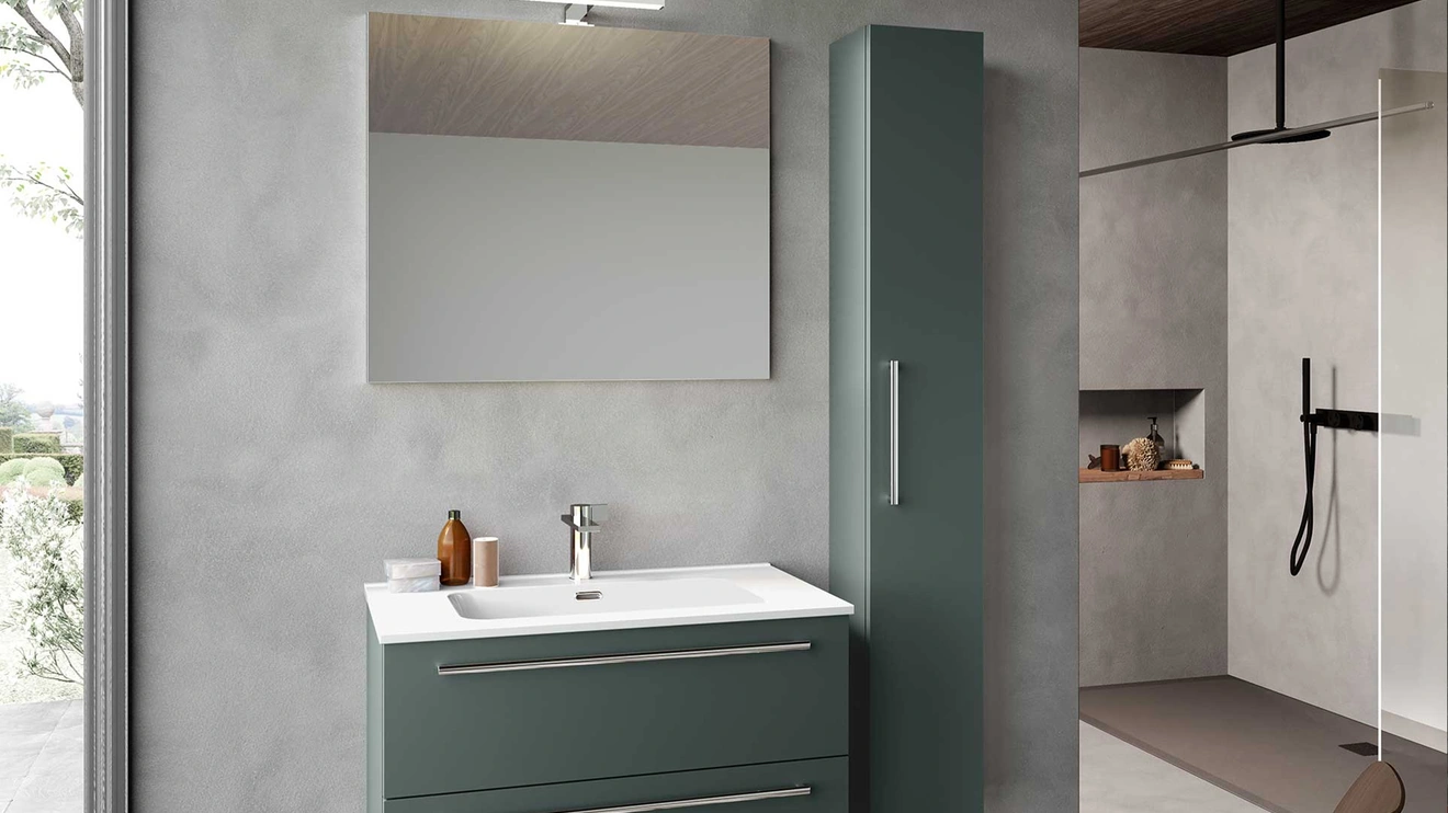 Mobile da Bagno sospeso Block System Slim C41 di Baxar