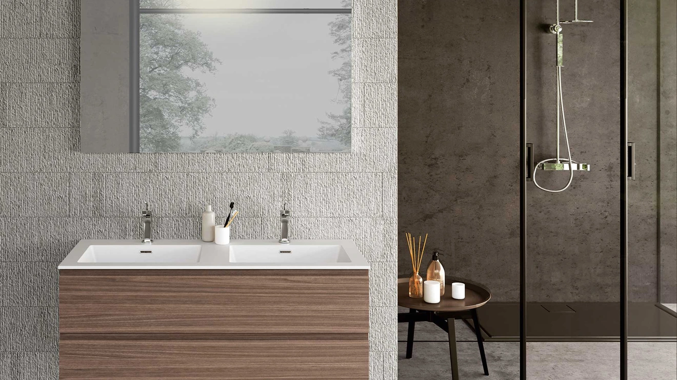 Mobile da Bagno sospeso Block System Syntesi C33 di Baxar