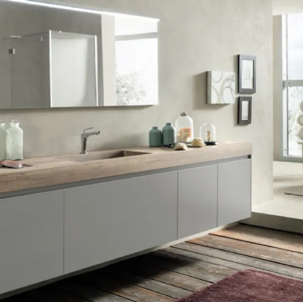 Mobile da Bagno sospeso M2 System C213 in laccato Grigio Luce opaco di Baxar