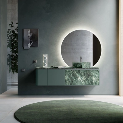 Mobile da Bagno Des Evolution Deep Green 01 in laccato e resina Verde Alpi di Cerasa