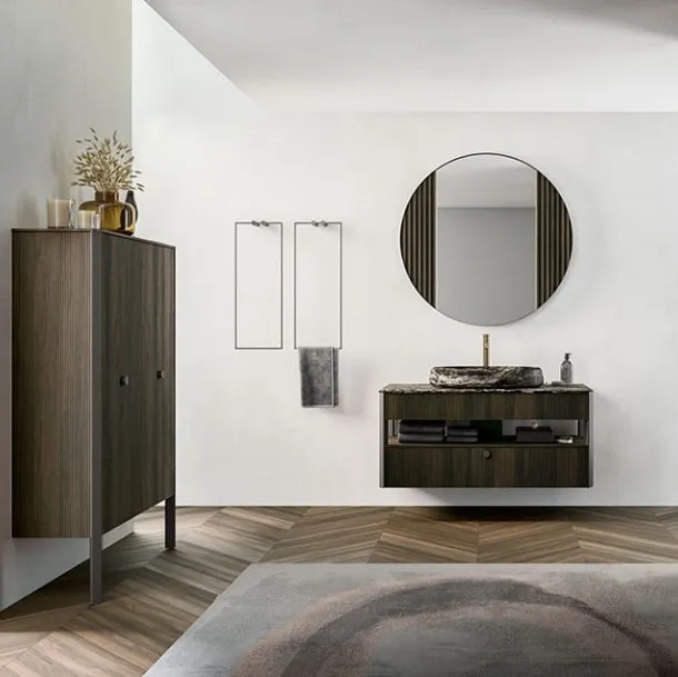 Mobile da Bagno sospeso Honey 01 in Rovere Termocotto di Cerasa