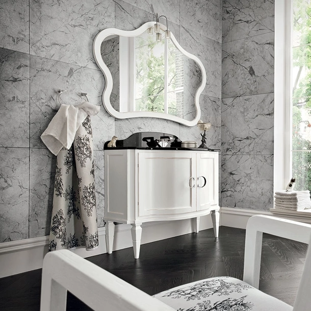 Mobile da Bagno York 04 in laccato Bianco usurato di Cerasa