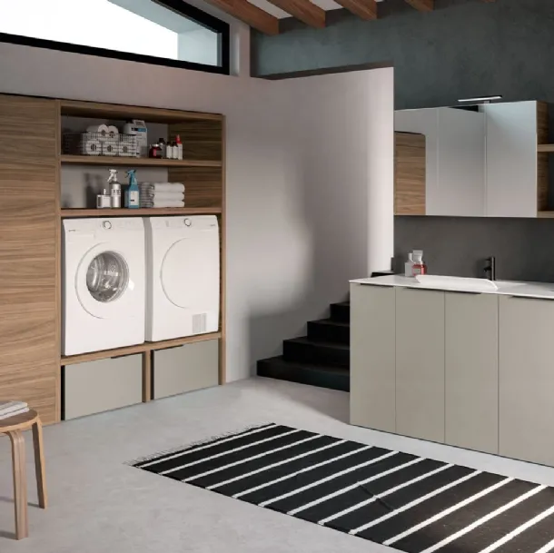 Mobile Lavanderia Airy My Space 09 finitura Greige e Rovere Sabbia di RCR