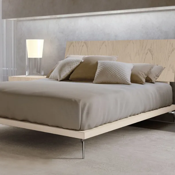 Letto con testiera in Legno di Frassino Domino Orchidea di Betamobili