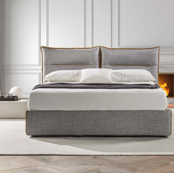 Letto in tessuto Charme con box contenitore di Crippa Salotti