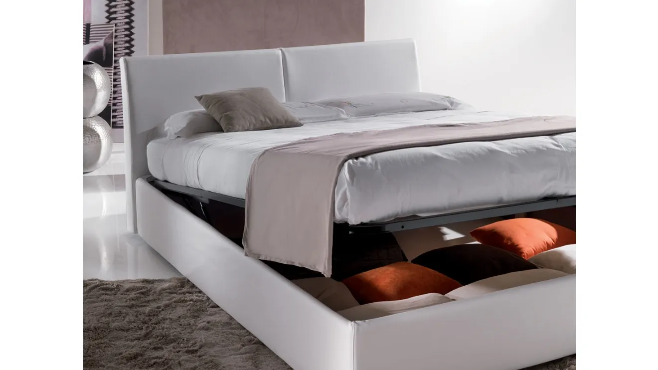 Letto in ecopelle con box contenitore Elios di Crippa Salotti