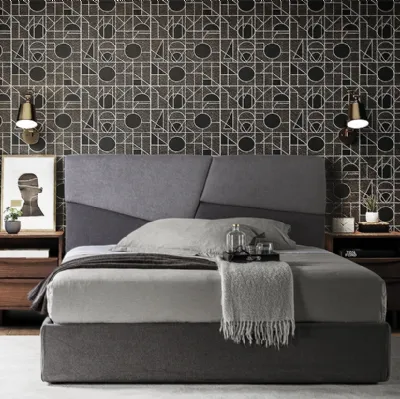 Letto con testiera personalizzabile con due varianti di colore Puzzle di Crippa Salotti