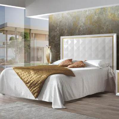 Letto Diamond FMG3272 in legno laccato con rilievi diamantati di Betamobili