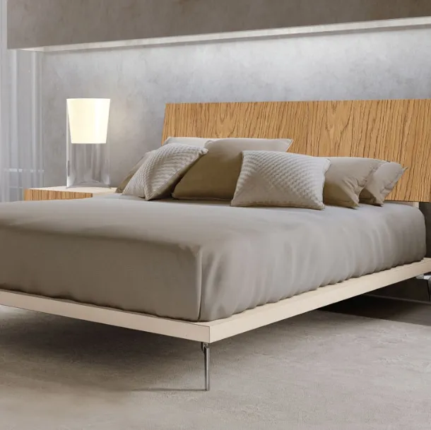 Letto Domino con testiera in legno di Rovere di Betamobili