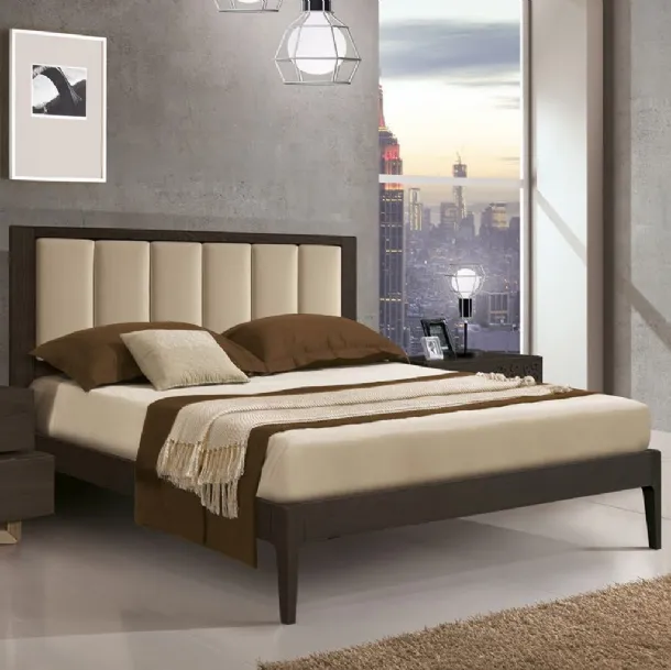 Letto Dynamic FMG2122 in frassino con testiera imbottita di Betamobili