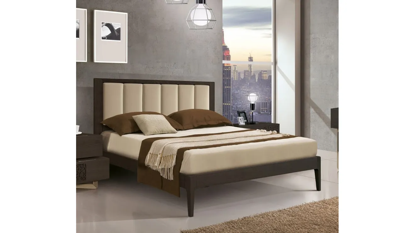 Letto Dynamic FMG2122 in frassino con testiera imbottita di Betamobili