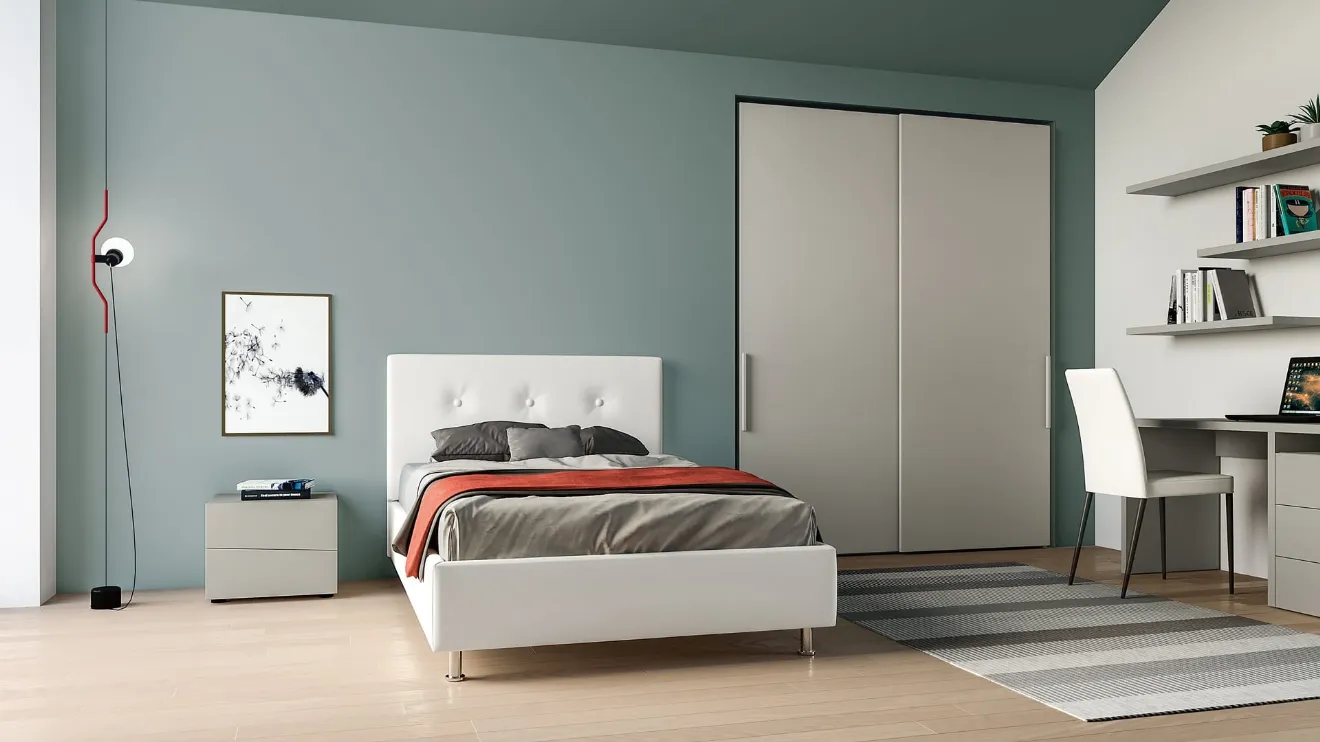 Letto a una piazza e mezza in ecopelle con testiera Eros di SantaLucia