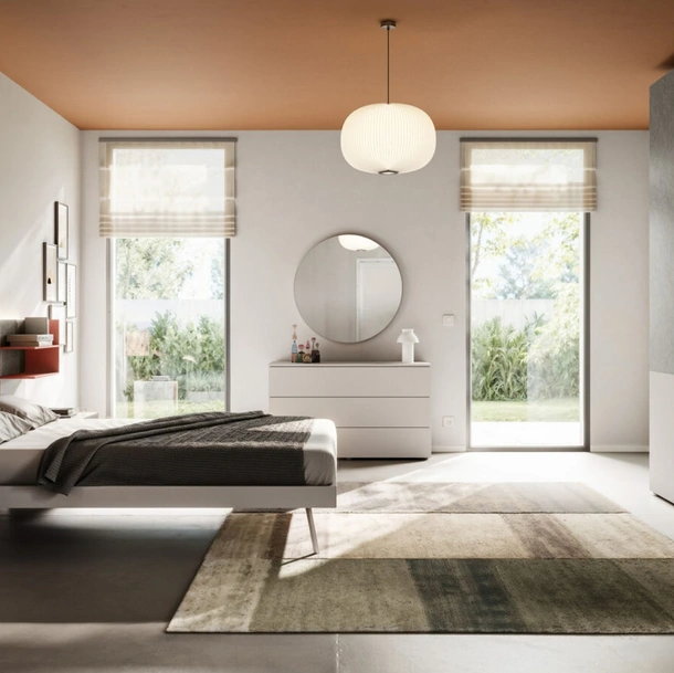 Letto matrimoniale Giako Basic 14 con testiera in tessuto di Orme