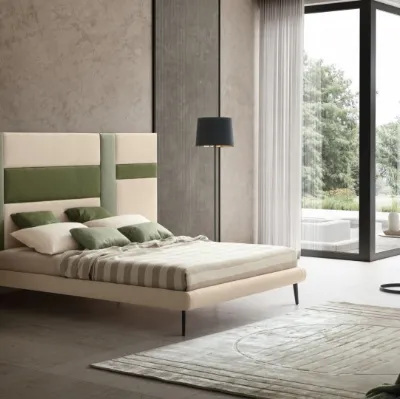 Letto in tessuto con testiera modulare Ground di Le Comfort