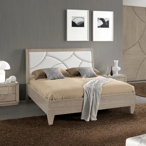 Letto Leaf FMG555F in frassino con testiera imbottita di Betamobili