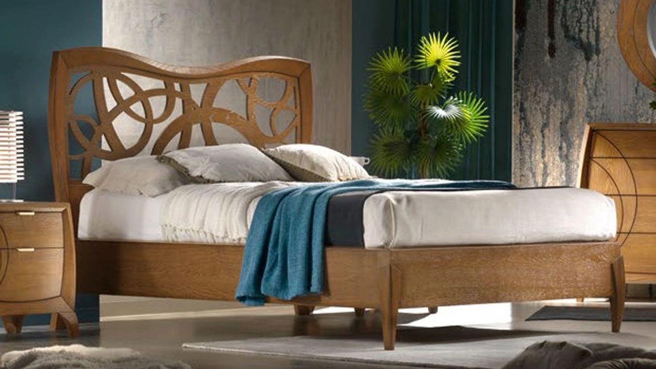 Letto Moon PIG5104 in legno con testiera traforata di Betamobili