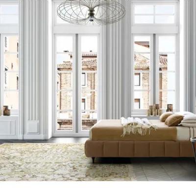 Letto matrimoniale imbottito con testiera trapuntata Orazio di Le Comfort
