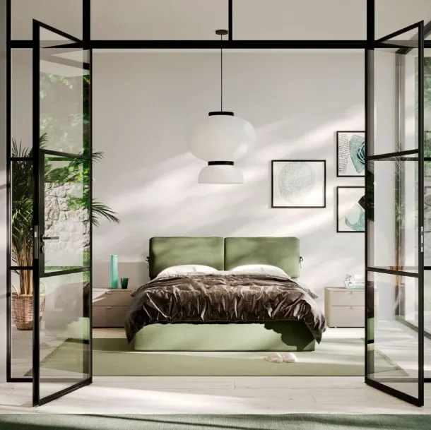 Letto imbottito in tessuto Lenox di Orme