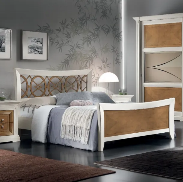Letto Raffaello FMG1003 in legno con testiera traforata di Betamobili