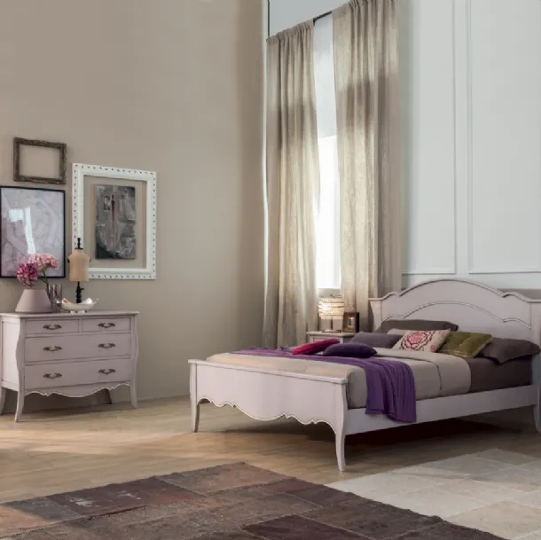 Letto in legno laccato lilla con decori lineari Sandy di Tonin Casa 