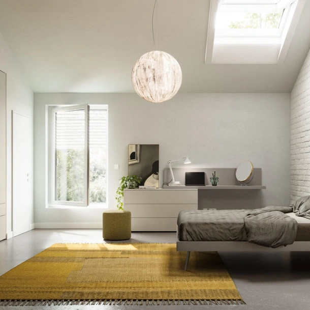 Letto matrimoniale finitura Platino con cuscino imbottito Scudo Night 17 di Orme