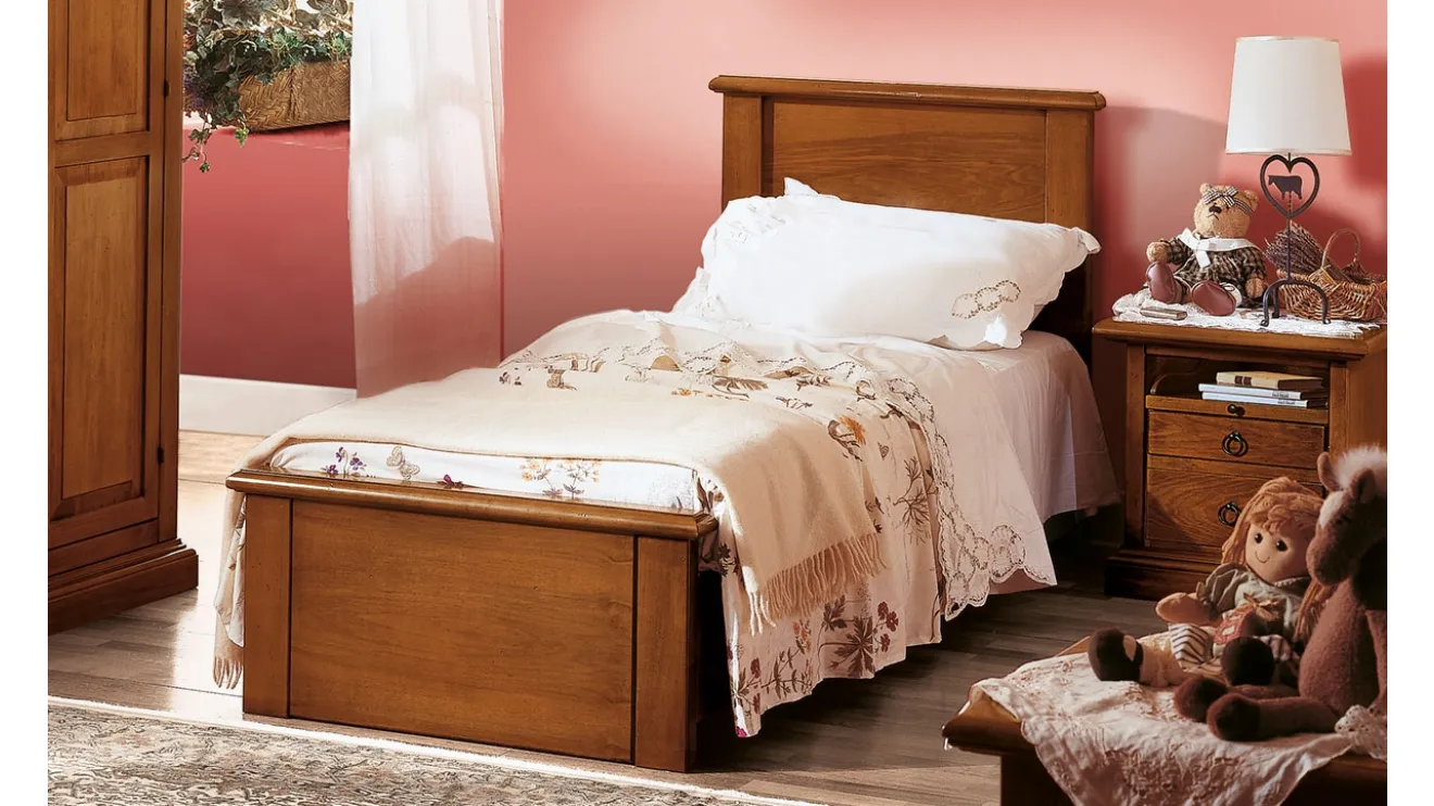 Letto singolo in Legno finitura Noce con testiera Florence di Betamobili