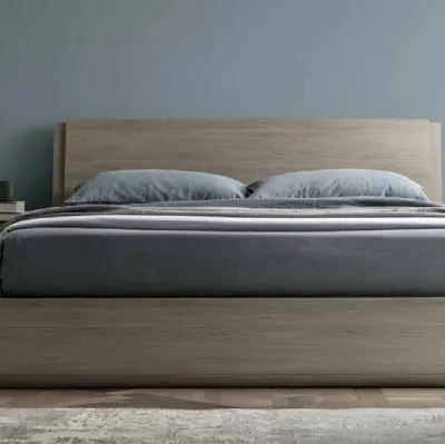 Letto finitura Matwood Grey con testiera e contenitore Tod di SantaLucia