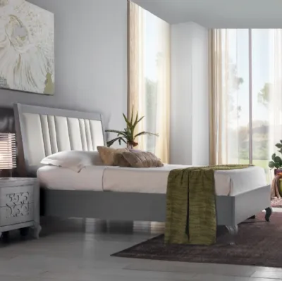 Letto Wind FMG717 in legno con testiera imbottita di Betamobili