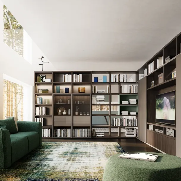 Libreria My Space 5 con vano a scomparsa porta TV di Alf Da Frè