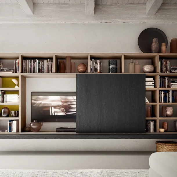 Libreria My Space 8 con vano porta TV a scomparsa di Alf Da Frè