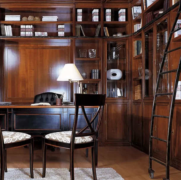 Libreria a muro Notre Dame in legno e vetro di Betamobili