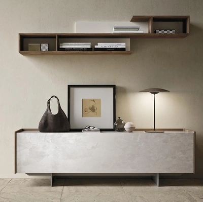 Madia Horizon Slim 980 in laccato spatolato Avorio di Mobilgam
