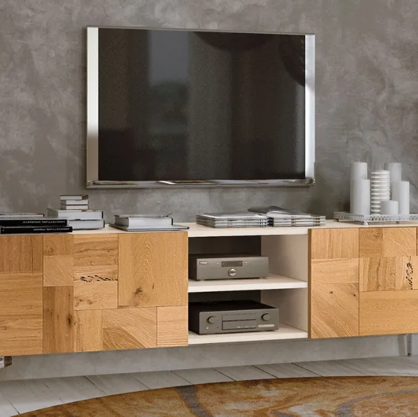Mobile Porta Tv Domino in legno di recupero Briccola di Venezia di Betamobili