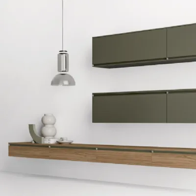 Parete Attrezzata con base sospesa in laccato opaco e melaminico GS212 di SantaLucia