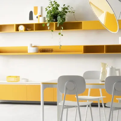 Parete Attrezzata Living Dandy Plus in Giallo Senape di Scavolini