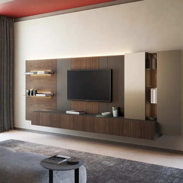 Parete Attrezzata Moderna NEWFACE - Elegante E Funzionale Per Soggiorno - Foto 10